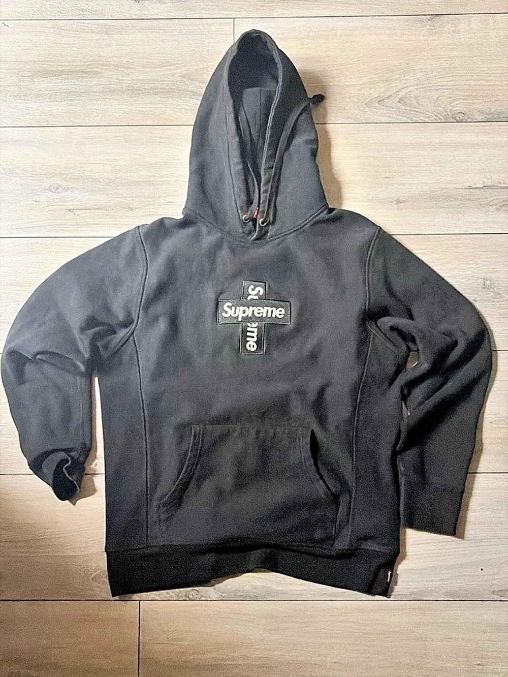 Supreme Cross Box Logo Hooded Sweatshirt Black Hoodie